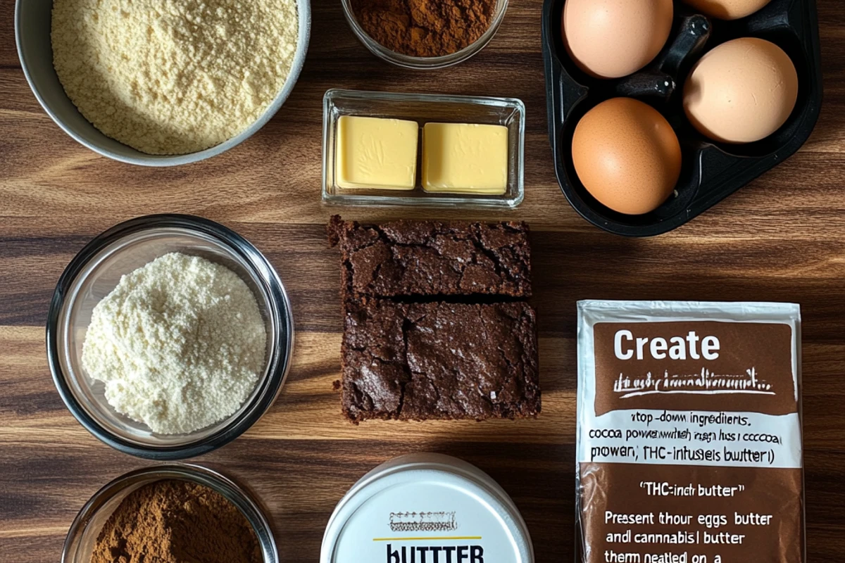 Freshly baked hash brownies with a rich, chocolatey texture.