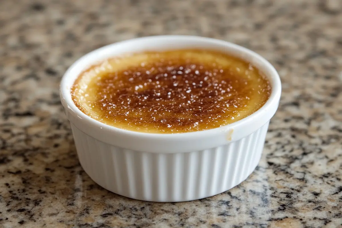 Perfectly caramelized crème brûlée with a golden crust