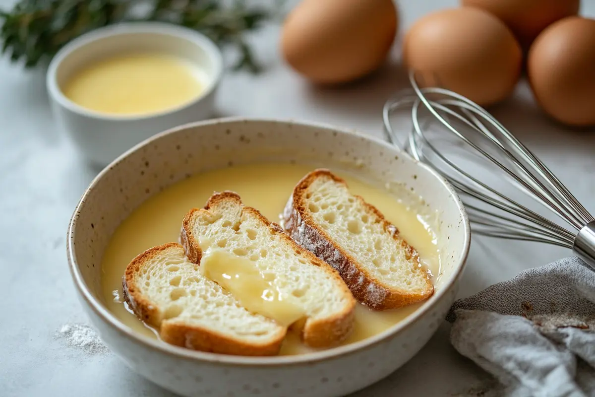  Soaking bread for French toast