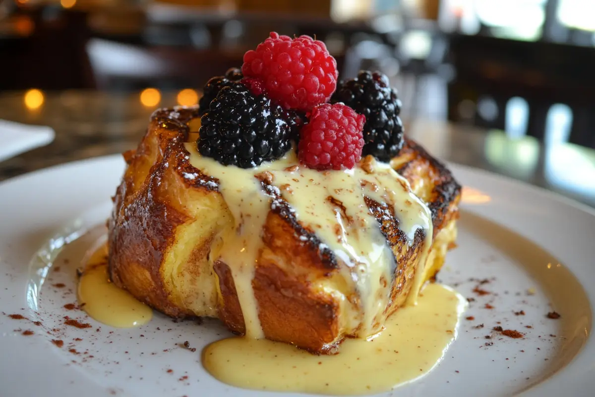 French toast with custard drizzle