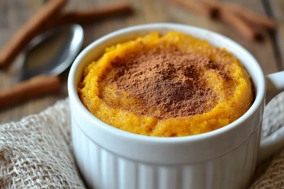 Microwavable egg-free pumpkin mug cake