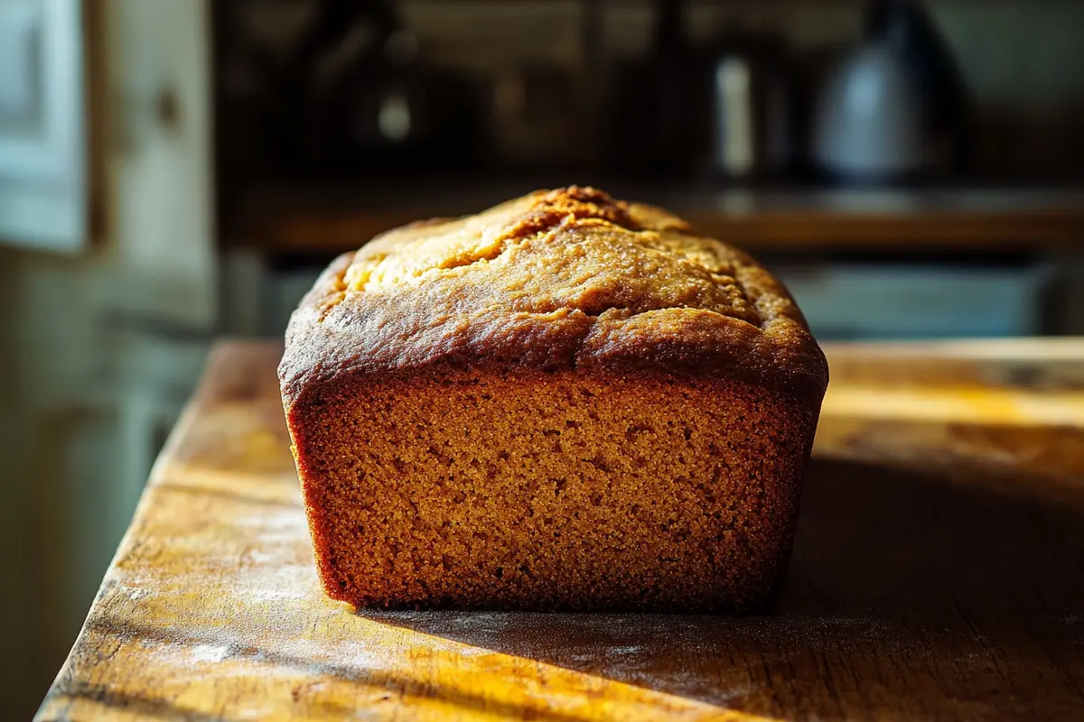 Pumpkin bread on a rustic countertop