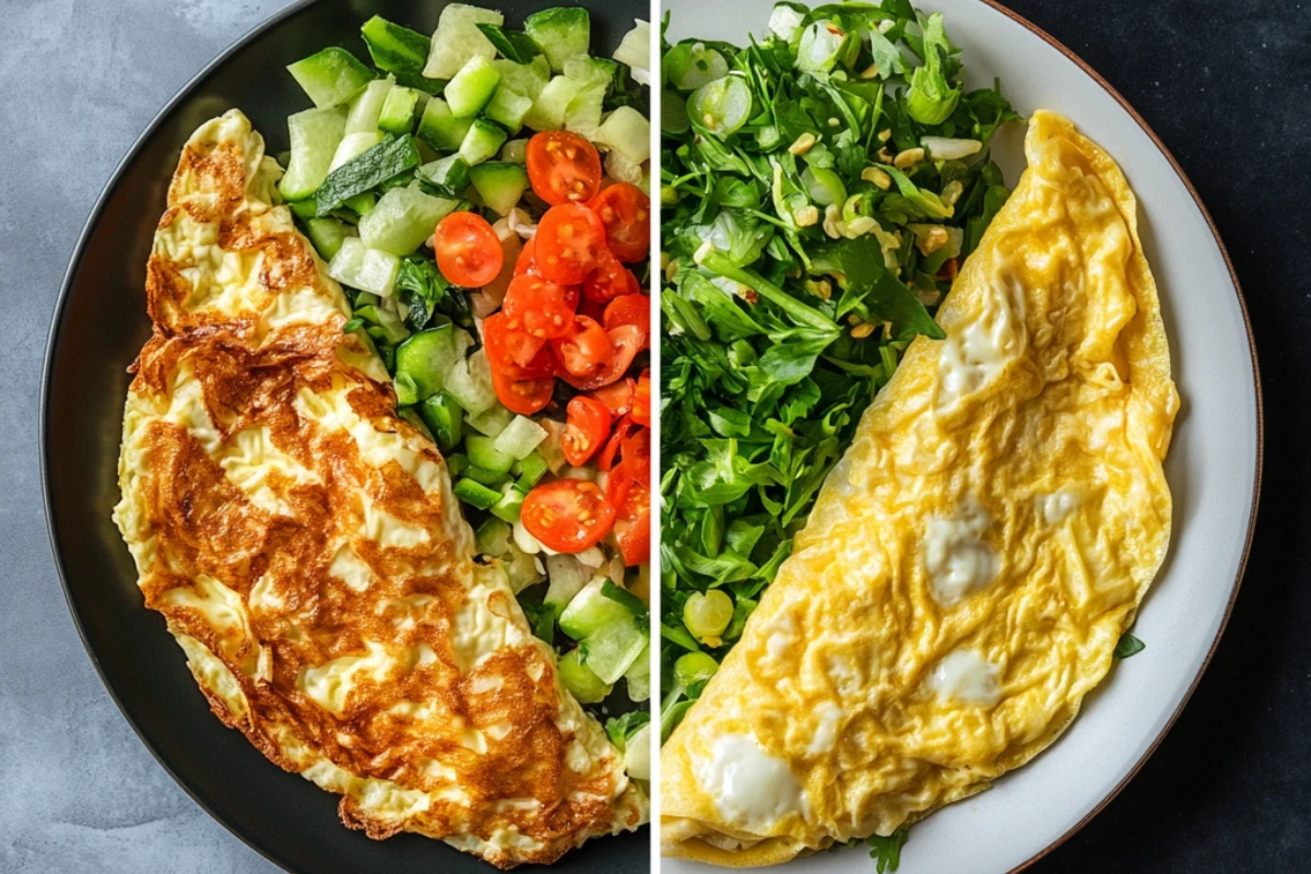 Egg Fu Yung and omelette with nutritional labels